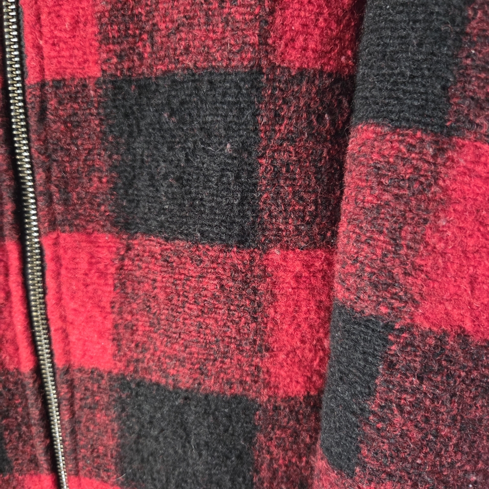 Roots Plaid Mock Neck Zip Pea Coat - Red & Black - Picture 4 of 6